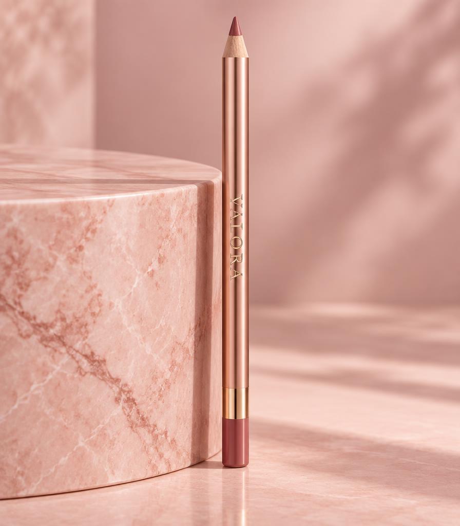 Valora Petal Lip Liner pencil on pink marble